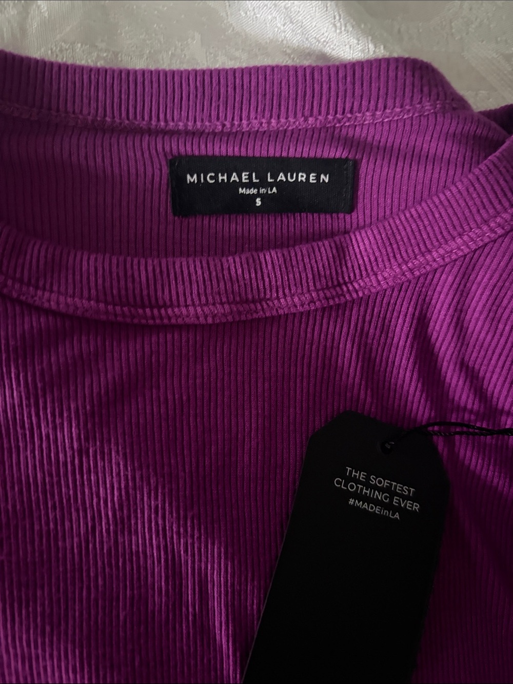 Michael Lauren Ribbed Long Sleeve Top in Plum - Picture 2 of 4